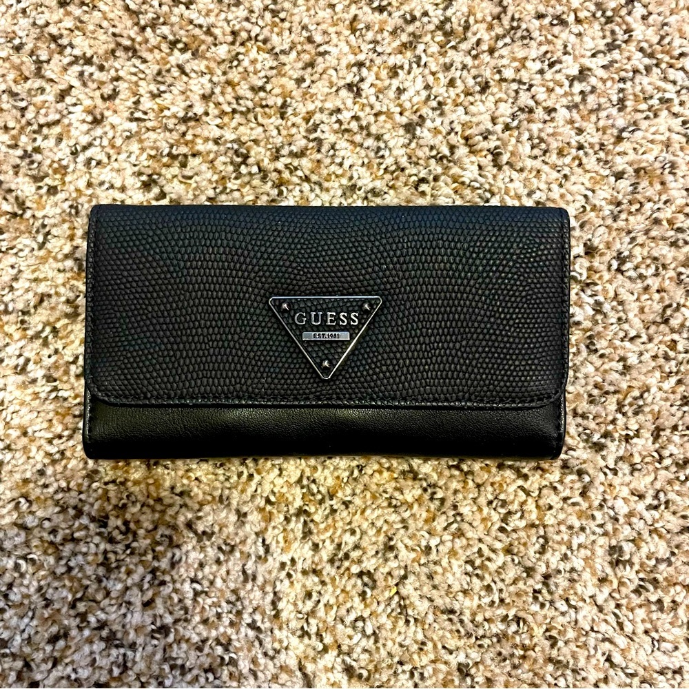 Black Guess Trifold wallet faux leather